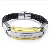 Men's Titanium Diamond Cross Leather Bracelet