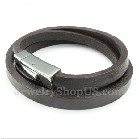 Men's Titanium Leather Bracelet