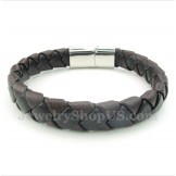 Men's Leather Titanium Bracelet