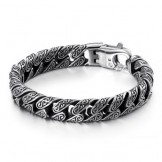 Fashion Men's Titanium Multi-loop Clasp Pattern Bracelet 