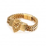 Retro lion head titanium bracelet for men