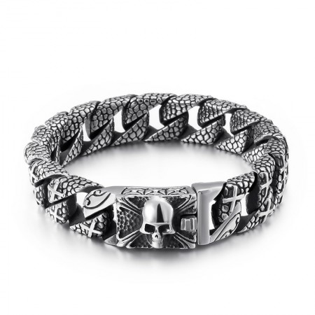  chic Titanium cross bracelet men's titanium skull bracelet