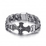 Vintage pattern cross men's titanium bracelet