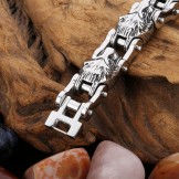 New animal series jewelry exaggerated Cool lion head titanium men's biker bracelet