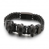  wolf head men's titanium bracelet