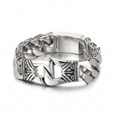  Retro chic wind pattern portrait casting pattern edge titanium bracelet for men