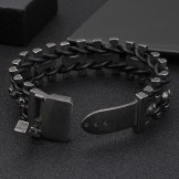  Retro color thick skull leather rope bracelet titanium men's biker bracelet