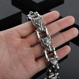 Animal series tide hand jewelry fashion rock hip-hop street wolf head biker titanium men's bracelet