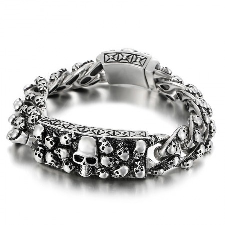  Vintage Cool Rock skull titanium bracelet for men