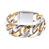 titanium men's gold-plated wide bracelet 